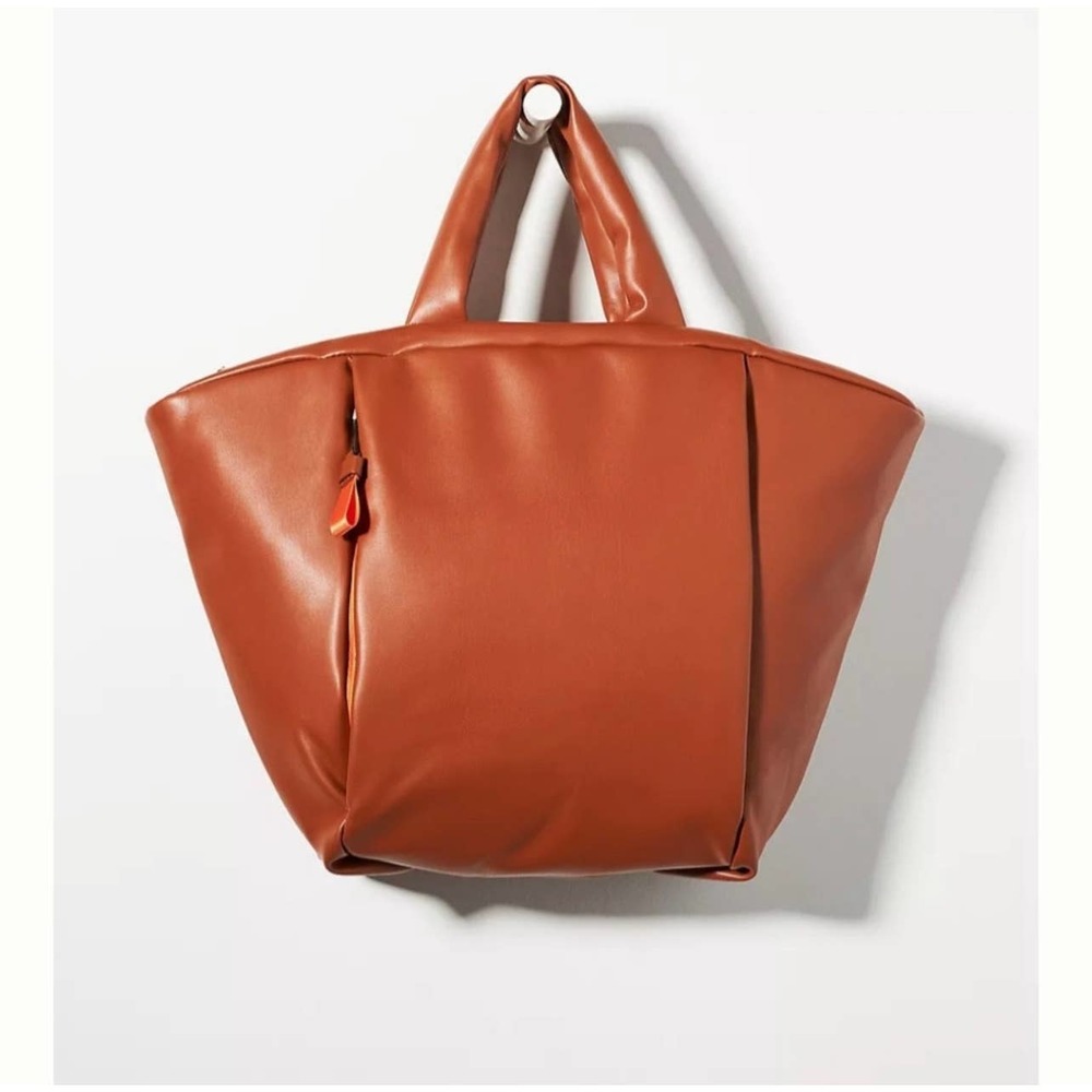 Anthropologie Puffy Tote Bag Color Pumpkin not dark Brown